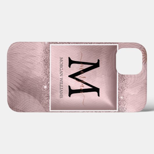 Coques Case-Mate iPhone Monogramme rose Gold Script (Verso (horizontal))