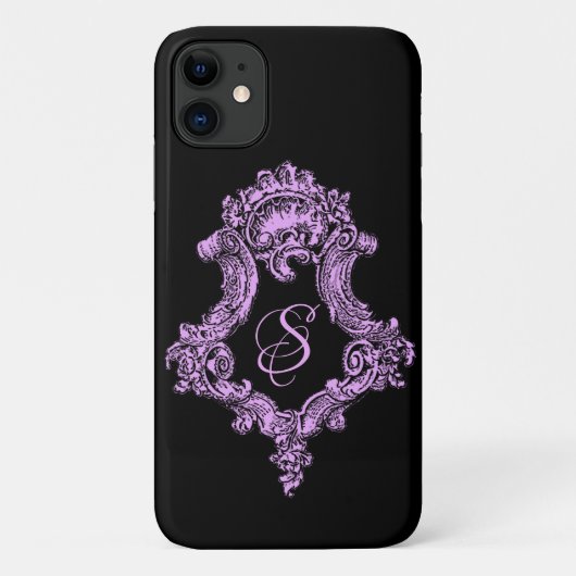 Coques Case-Mate iPhone Monogramme rose gothique romantique (Dos)