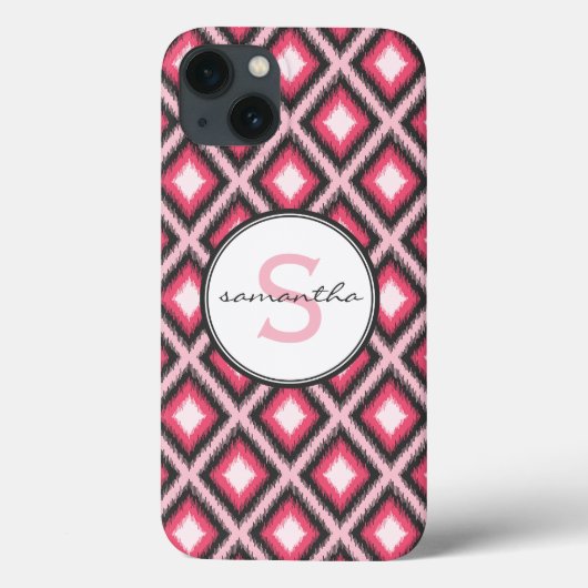 Coques Case-Mate iPhone Monogramme rose Ikat (Verso)