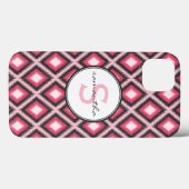 Coques Case-Mate iPhone Monogramme rose Ikat (Verso (horizontal))