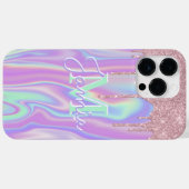 Coques Case-Mate iPhone Monogramme Rose métallique Parties scintillant d'o (Verso (horizontal))