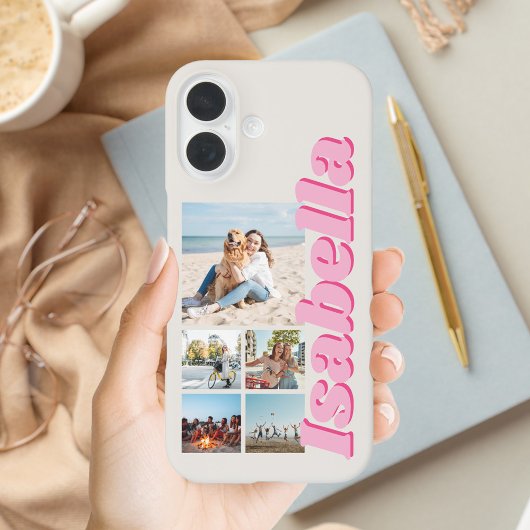 Coques Case-Mate iPhone Monogramme rose moderne 5 - Collage photo