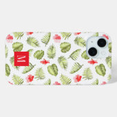 Coques Case-Mate iPhone Monogramme rose moderne Feuille de palme botanique (Verso (horizontal))