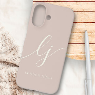 Coques iPhone 16 Monogramme Rose Moderne Minimaliste Élégant