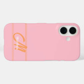 Coques Case-Mate iPhone Monogramme rose moderne Nom initial (Verso (horizontal))