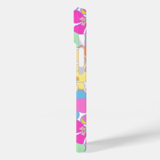 Coques Case-Mate iPhone Monogramme rose néon rétro (Verso / Gauche)