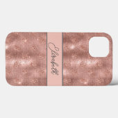 Coques Case-Mate iPhone Monogramme Rose or étincelle Parties scintillant g (Verso (horizontal))