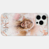 Coques Case-Mate iPhone Monogramme Rose or marbre & photo (Verso (horizontal))