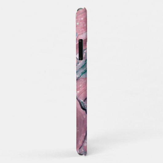 Coques Case-Mate iPhone Monogramme Rose Or rose Agate Quartz Étincelle (Dos/Droite)