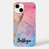 Coques Case-Mate iPhone Monogramme Rose Or rose Agate Quartz Étincelle (Verso)