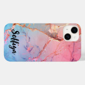 Coques Case-Mate iPhone Monogramme Rose Or rose Agate Quartz Étincelle (Verso (horizontal))