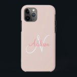 Case-Mate iPhone Case Monogramme rose pâle Personnalisé Élégant<br><div class="desc">Joli et pastel sauge vert monogramme Iphone 11 coque. Une couleur douce et apaisante. Pour la femme classique et élégante.</div>