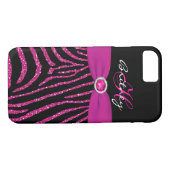 Coques Case-Mate iPhone Monogramme rose, Parties scintillant noire Zebra i (Dos (Horizontal))