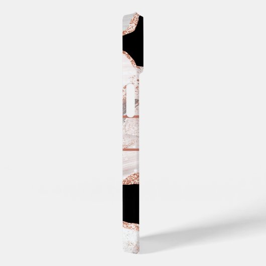 Coques Case-Mate iPhone Monogramme Rose Parties scintillant or Agate noir  (Verso / Droite)