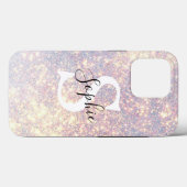 Coques Case-Mate iPhone Monogramme rose Parties scintillant personnalisé (Verso (horizontal))