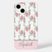 Coques Case-Mate iPhone Monogramme Rose rose Fleurs florales (Verso)