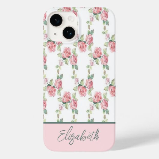 Coques Case-Mate iPhone Monogramme Rose rose Fleurs florales (Verso)