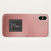 Coques Case-Mate iPhone Monogramme rose Rose or Faux (Dos (Horizontal))