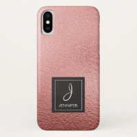 Monogramme rose Rose or Faux