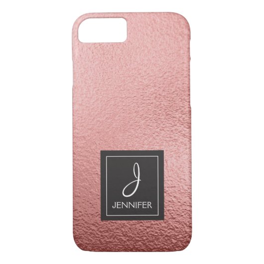 Coques Case-Mate iPhone Monogramme rose Rose or Faux (Dos)