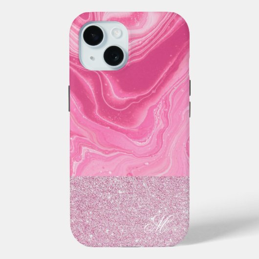 Coques Case-Mate iPhone Monogramme rose rose Parties scintillant d'âge (Verso)