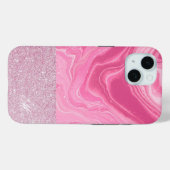 Coques Case-Mate iPhone Monogramme rose rose Parties scintillant d'âge (Verso (horizontal))