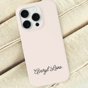 Coque iPhone 15 Pro Monogramme rose rose rose moderne féminin minimali
