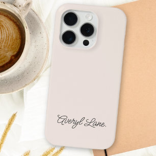Coque iPhone 15 Pro Monogramme rose rose rose moderne féminin minimali