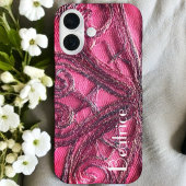 Coques Case-Mate iPhone Monogramme rose rouge floral art textile abstrait