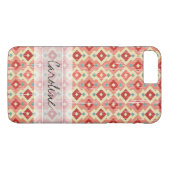 Coques Case-Mate iPhone Monogramme rose rouge Geo Tribal Ikat Diamond Moti (Dos (Horizontal))