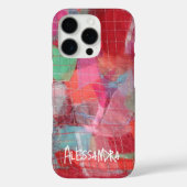 Coques Case-Mate iPhone monogramme rose rouge nom abstrait patern (Verso)
