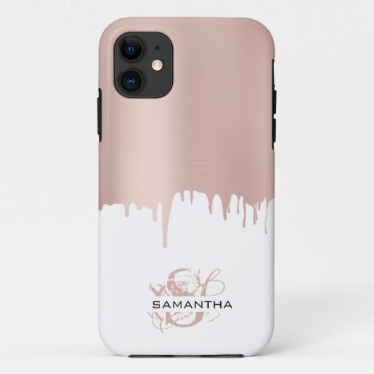 Coques Case-Mate iPhone Monogramme Rose tendance Pink Gold (Dos)