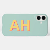 Coques Case-Mate iPhone Monogramme rose turquoise moderne (Verso (horizontal))