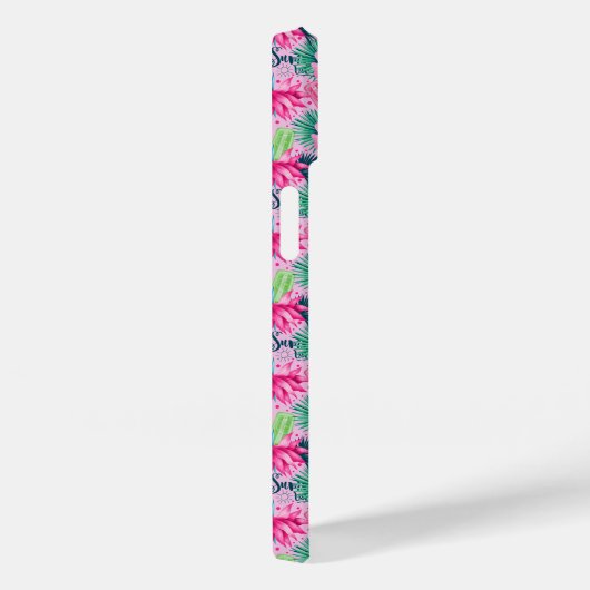 Coques Case-Mate iPhone Monogramme rose vert bleu floral brillant Tropical (Verso / Droite)