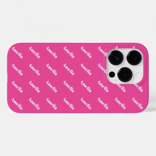 Coques Case-Mate iPhone Monogramme rose vif moderne Motif (Verso (horizontal))