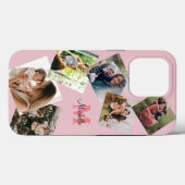Coques Case-Mate iPhone Monogramme rose vif moderne Multiphoto (Verso (horizontal))