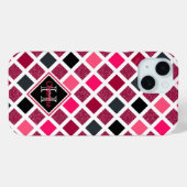 Coques Case-Mate iPhone Monogramme rose violet fille Motif géométrique (Verso (horizontal))