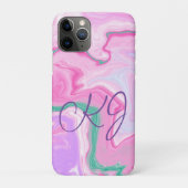Coques Case-Mate iPhone Monogramme rose, violet, Mint vert Marbre Art (Dos)