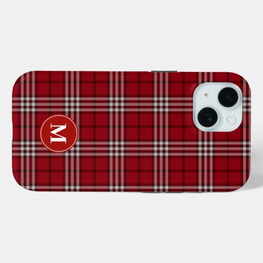 Coques Case-Mate iPhone monogrammé rouge (Verso (horizontal))