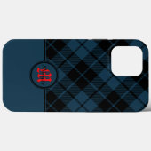Coques Case-Mate iPhone Monogramme rouge bleu écossais (Verso (horizontal))