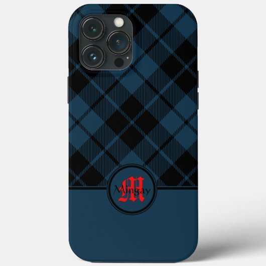 Coques Case-Mate iPhone Monogramme rouge bleu écossais (Verso)