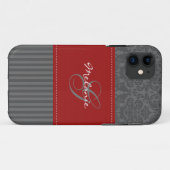Coques Case-Mate iPhone Monogramme rouge, caisse grise de l'iPhone 5 de (Dos (Horizontal))