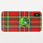 COQUES Case-Mate iPhone MONOGRAMME ROUGE-ÉCOSSE TARTAN ET VERT EN PIERRE G (Dos (Horizontal))