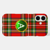COQUES Case-Mate iPhone MONOGRAMME ROUGE-ÉCOSSE TARTAN ET VERT EN PIERRE G (Verso (horizontal))