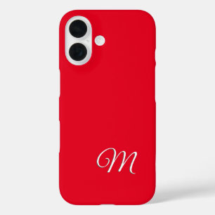 Coques iPhone 16 Monogramme Rouge Élégant Minimaliste Calligraphie