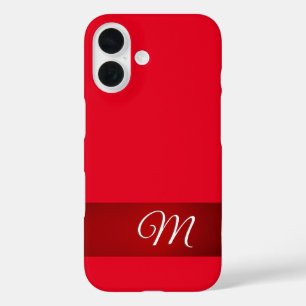 Coques iPhone 16 Monogramme Rouge Élégant Minimaliste Calligraphie