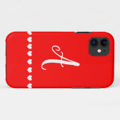 Coques Case-Mate iPhone Monogramme rouge et blanc initial (Dos (Horizontal))