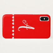 Coques Case-Mate iPhone Monogramme rouge et blanc initial (Dos (Horizontal))