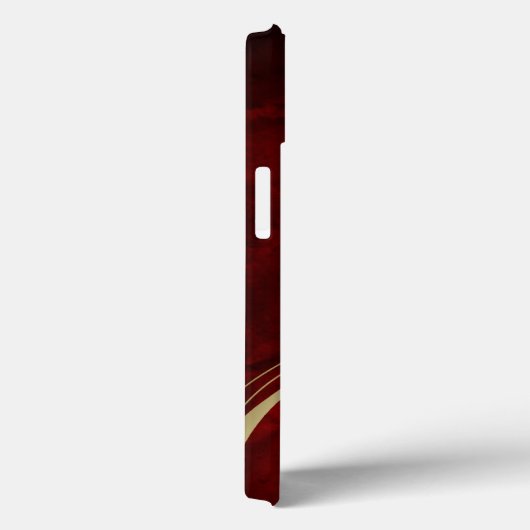 Coques Case-Mate iPhone Monogramme rouge feuille or (Verso / Droite)