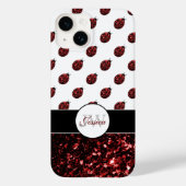 Coques Case-Mate iPhone Monogramme rouge foncé coccinelle faux parties sci (Verso)